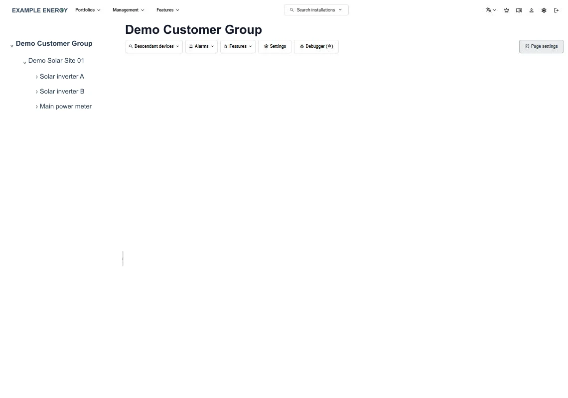 An anonymized SmartgridX hierarchy used to verify parent and child relationships